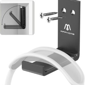 Headphone Stand Hanger Foldable Wall Hooks, save Space Durable Aluminum Headset Stand Holder for Universal Gaming Headset, Strong Adhesive, Black